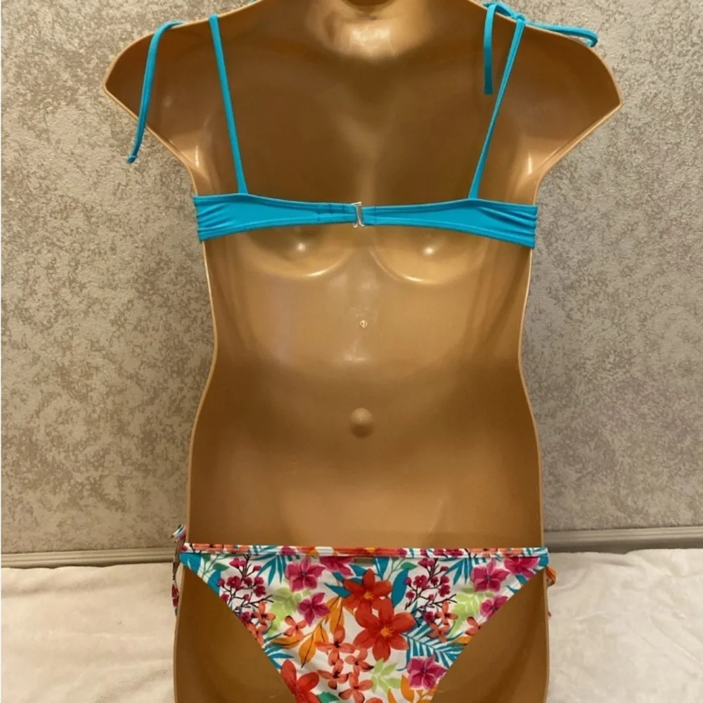 Blue and Floral Bikini Set